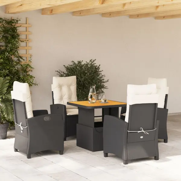 Gossi set mobilier de gradina cu perne, 5 piese, negru, poliratan