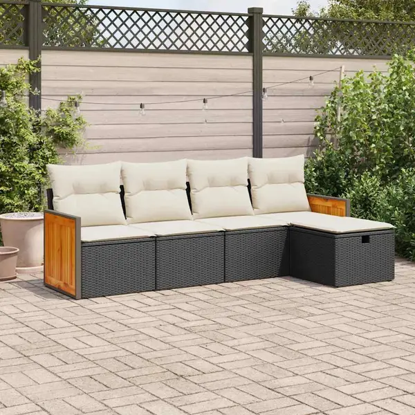 Gossi set mobilier de gradina cu perne, 5 piese, negru, poliratan