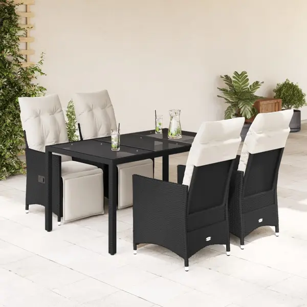 Gossi set mobilier de gradina cu perne, 5 piese, negru, poliratan