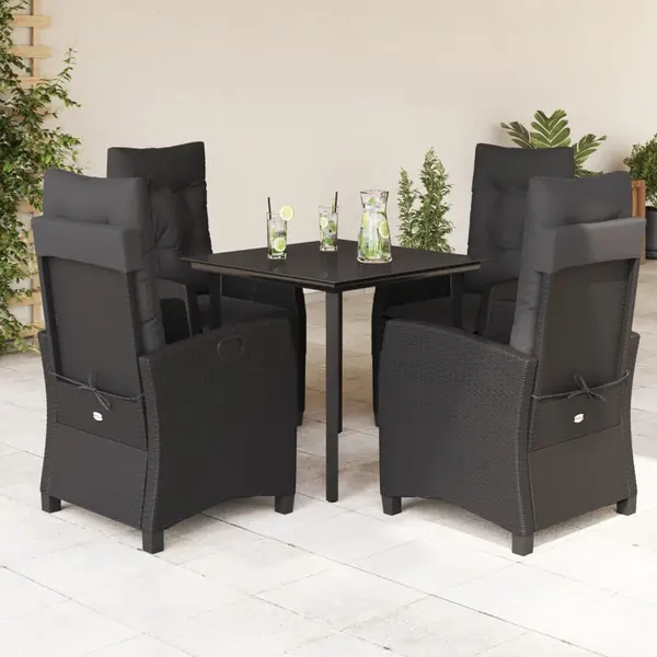 Gossi set mobilier de gradina cu perne, 5 piese, negru, poliratan