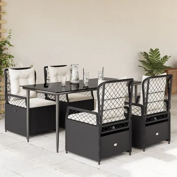 Gossi set mobilier de gradina cu perne, 5 piese, negru, poliratan