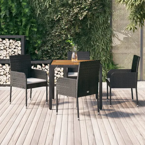 Gossi set mobilier de gradina cu perne, 5 piese, negru, poliratan
