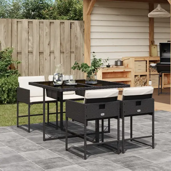 Gossi set mobilier de gradina cu perne, 5 piese, negru, poliratan