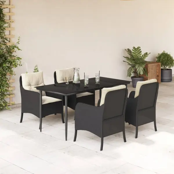 Gossi set mobilier de gradina cu perne, 5 piese, negru, poliratan