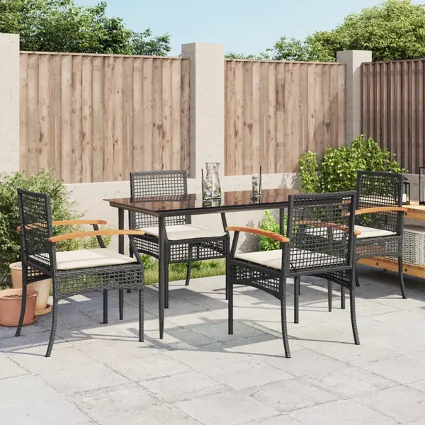 Gossi set mobilier de gradina cu perne, 5 piese, negru, poliratan