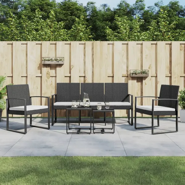 Gossi set mobilier de gradina cu perne, 5 piese, negru, pp ratan