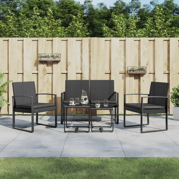 Gossi set mobilier de gradina cu perne, 5 piese, negru, pp ratan