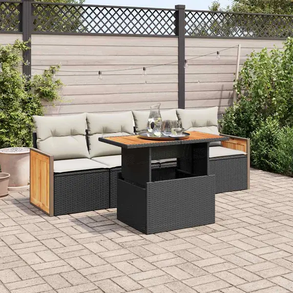 Gossi set mobilier de gradina cu perne, 5 piese,poliratan/lemn acacia