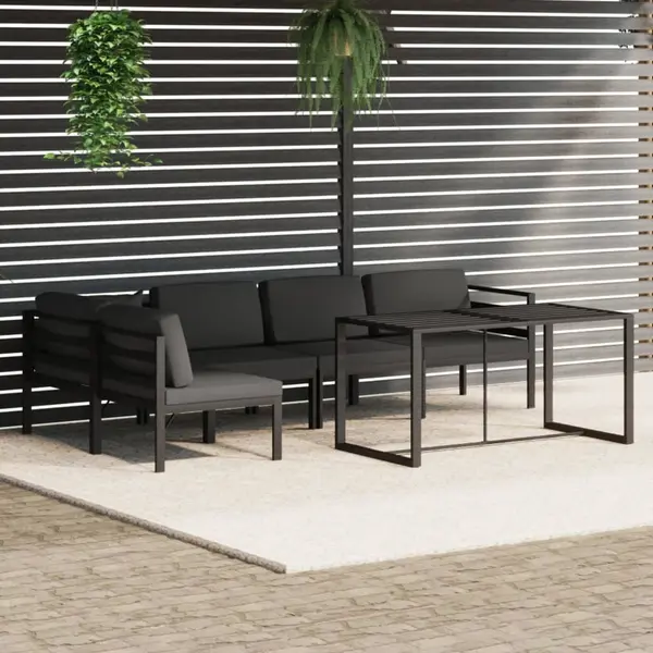 Gossi set mobilier de gradina cu perne, 6 piese, antracit, aluminiu