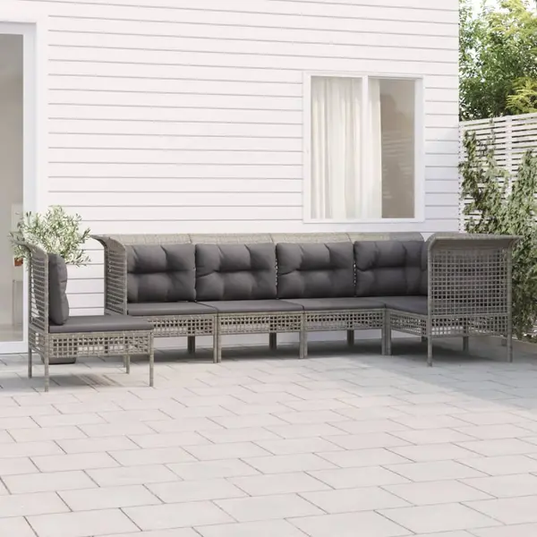 Gossi set mobilier de gradina cu perne, 6 piese, gri, poliratan