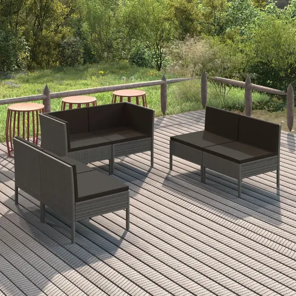 Gossi set mobilier de gradina cu perne, 6 piese, gri, poliratan