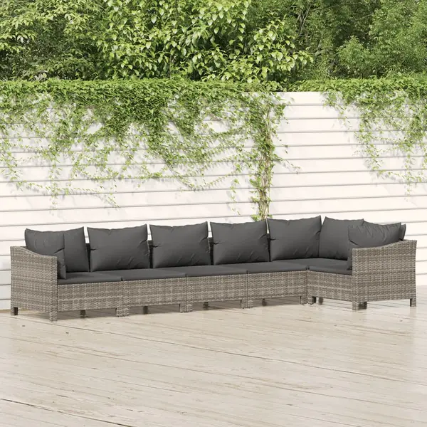 Gossi set mobilier de gradina cu perne, 6 piese, gri, poliratan