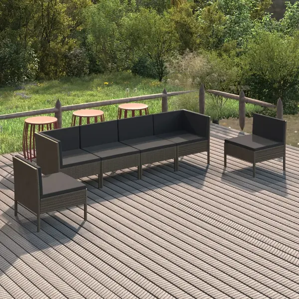 Gossi set mobilier de gradina cu perne, 6 piese, gri, poliratan