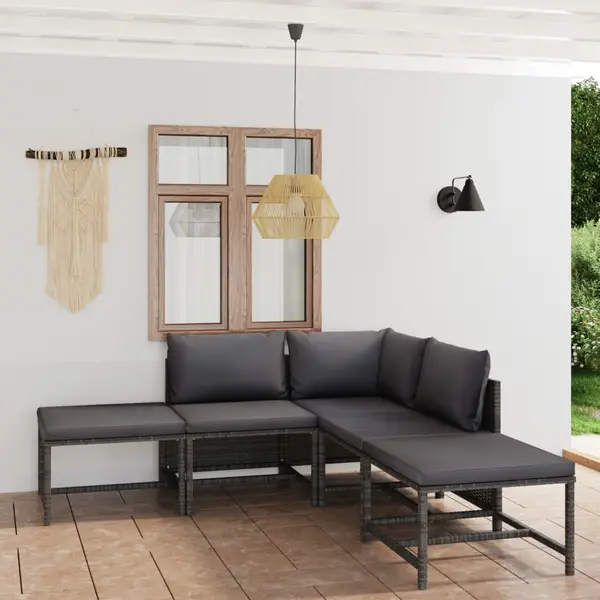 Gossi set mobilier de gradina cu perne, 6 piese, gri, poliratan