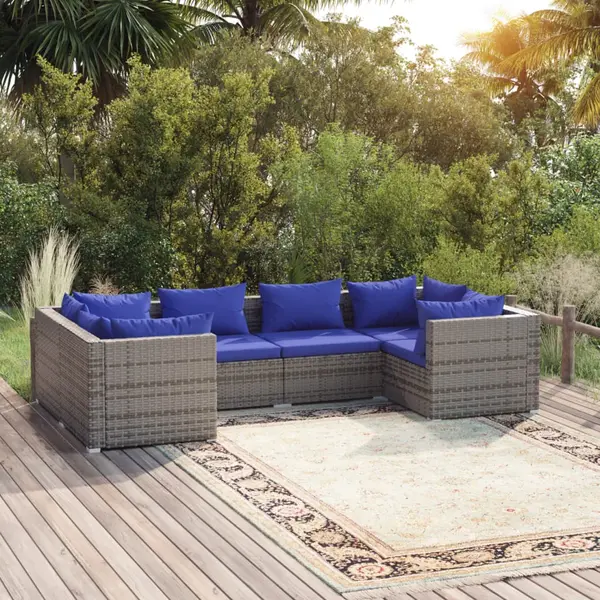 Gossi set mobilier de gradina cu perne, 6 piese, gri, poliratan