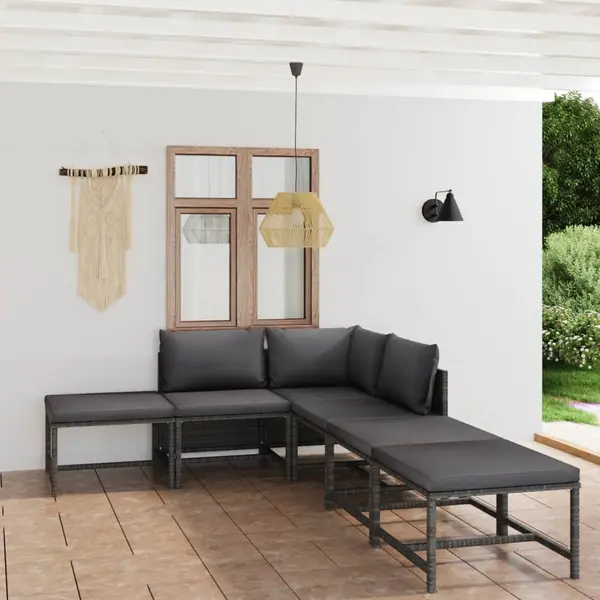 Gossi set mobilier de gradina cu perne, 6 piese, gri, poliratan
