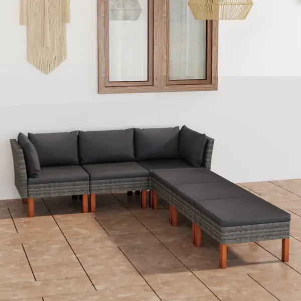 Gossi set mobilier de gradina cu perne, 6 piese, gri, poliratan