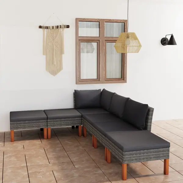 Gossi set mobilier de gradina cu perne, 6 piese, gri, poliratan