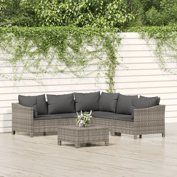 Gossi set mobilier de gradina cu perne, 6 piese, gri, poliratan