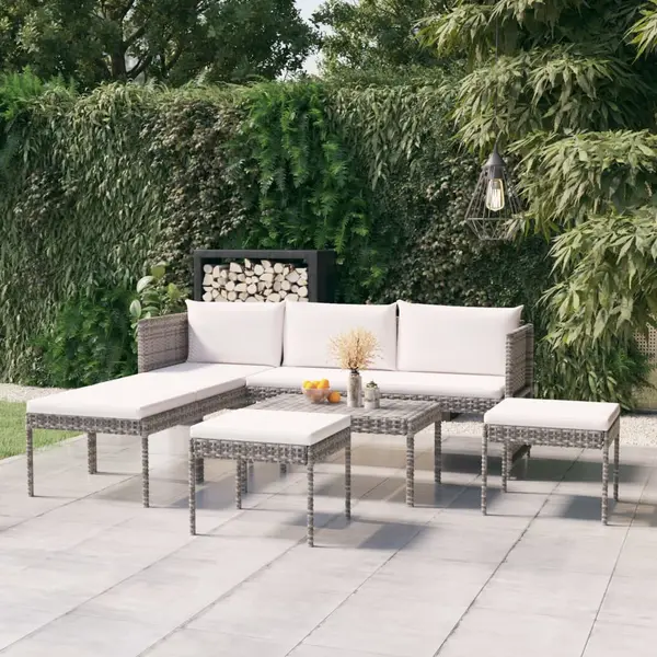Gossi set mobilier de gradina cu perne, 6 piese, gri, poliratan
