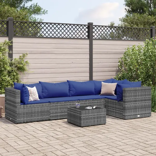 Gossi set mobilier de gradina cu perne, 6 piese, gri, poliratan