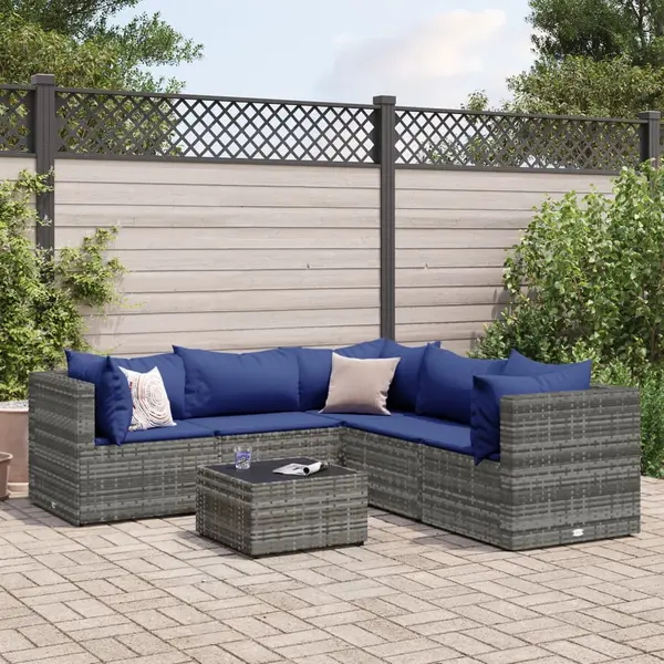 Gossi set mobilier de gradina cu perne, 6 piese, gri, poliratan