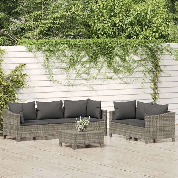Gossi set mobilier de gradina cu perne, 6 piese, gri, poliratan