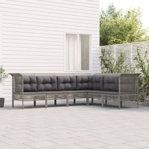 Gossi set mobilier de gradina cu perne, 6 piese, gri, poliratan