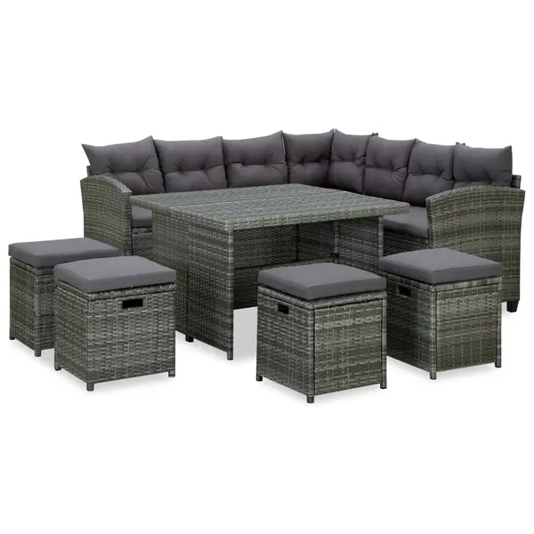 Gossi set mobilier de gradina cu perne, 6 piese, gri, poliratan