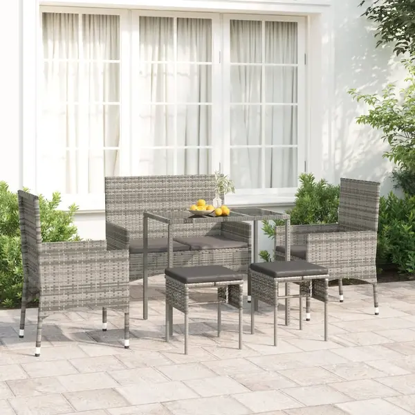 Gossi set mobilier de gradina cu perne, 6 piese, gri, poliratan