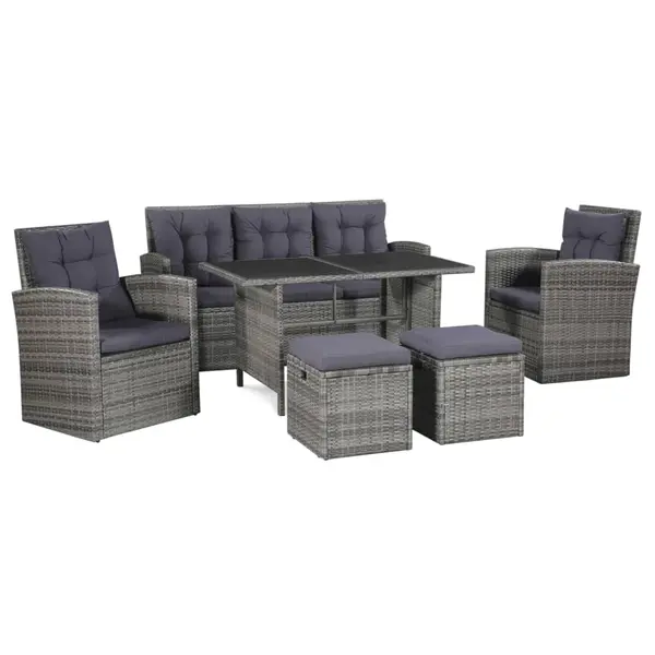 Gossi set mobilier de gradina cu perne, 6 piese, gri, poliratan
