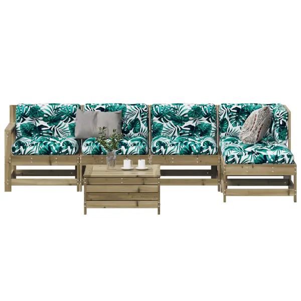 Gossi set mobilier de gradina cu perne, 6 piese, lemn de pin tratat