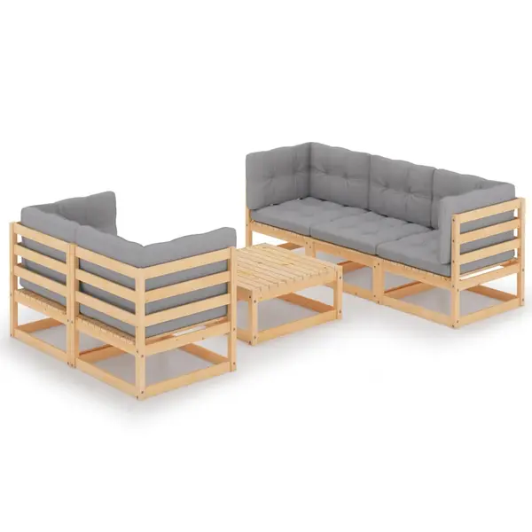 Gossi set mobilier de gradina cu perne, 6 piese, lemn masiv de pin