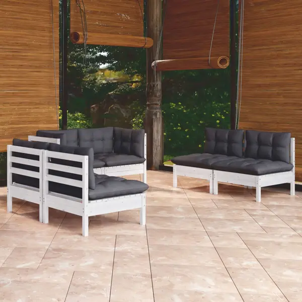 Gossi set mobilier de gradina cu perne, 6 piese, lemn masiv de pin