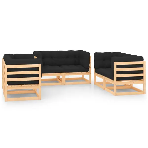 Gossi set mobilier de gradina cu perne, 6 piese, lemn masiv de pin