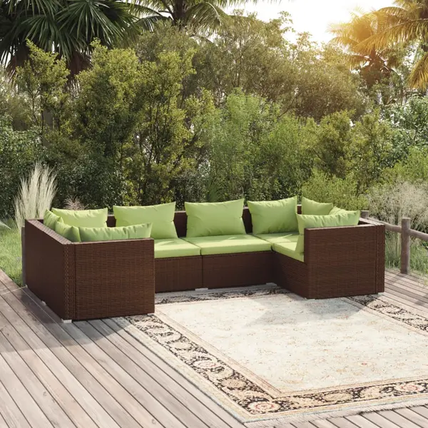 Gossi set mobilier de gradina cu perne, 6 piese, maro, poliratan