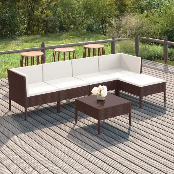 Gossi set mobilier de gradina cu perne, 6 piese, maro, poliratan