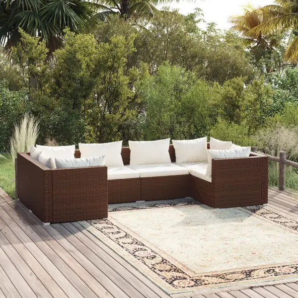 Gossi set mobilier de gradina cu perne, 6 piese, maro, poliratan