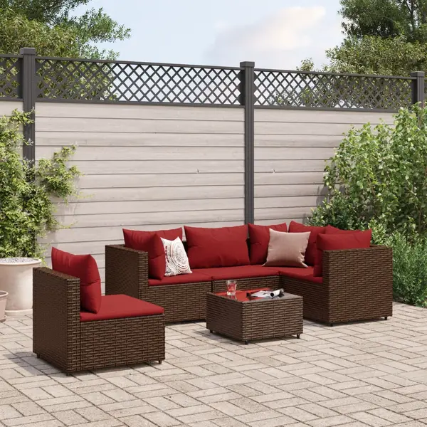 Gossi set mobilier de gradina cu perne, 6 piese, maro, poliratan