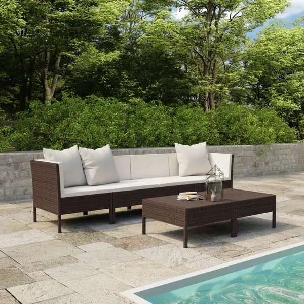 Gossi set mobilier de gradina cu perne, 6 piese, maro, poliratan