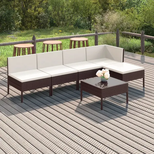Gossi set mobilier de gradina cu perne, 6 piese, maro, poliratan