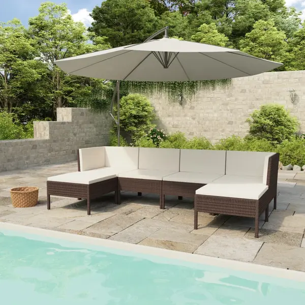 Gossi set mobilier de gradina cu perne, 6 piese, maro, poliratan