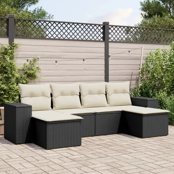 Gossi set mobilier de gradina cu perne, 6 piese, negru, poliratan
