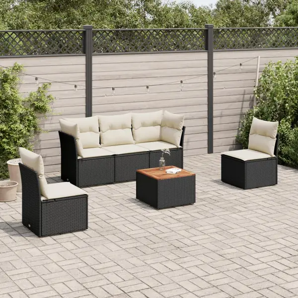 Gossi set mobilier de gradina cu perne, 6 piese, negru, poliratan