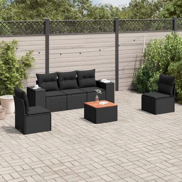 Gossi set mobilier de gradina cu perne, 6 piese, negru, poliratan