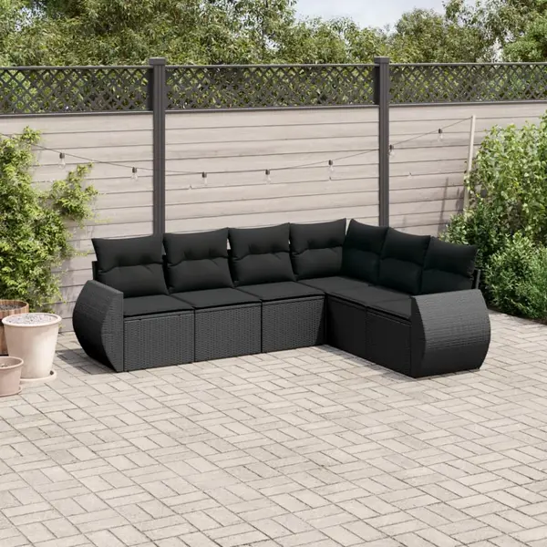 Gossi set mobilier de gradina cu perne, 6 piese, negru, poliratan