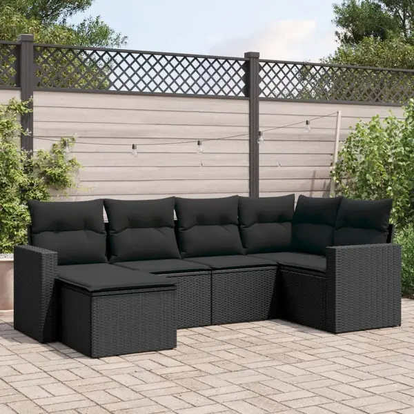 Gossi set mobilier de gradina cu perne, 6 piese, negru, poliratan
