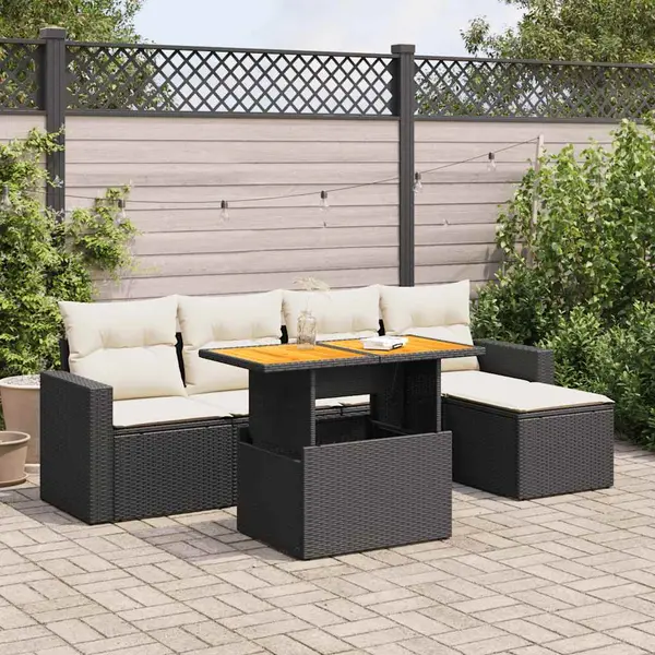Gossi set mobilier de gradina cu perne, 6 piese, negru, poliratan