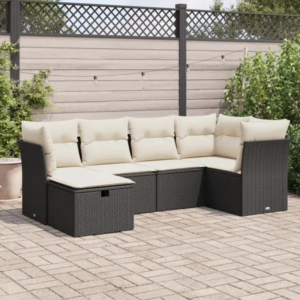 Gossi set mobilier de gradina cu perne, 6 piese, negru, poliratan