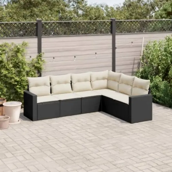 Gossi set mobilier de gradina cu perne, 6 piese, negru, poliratan